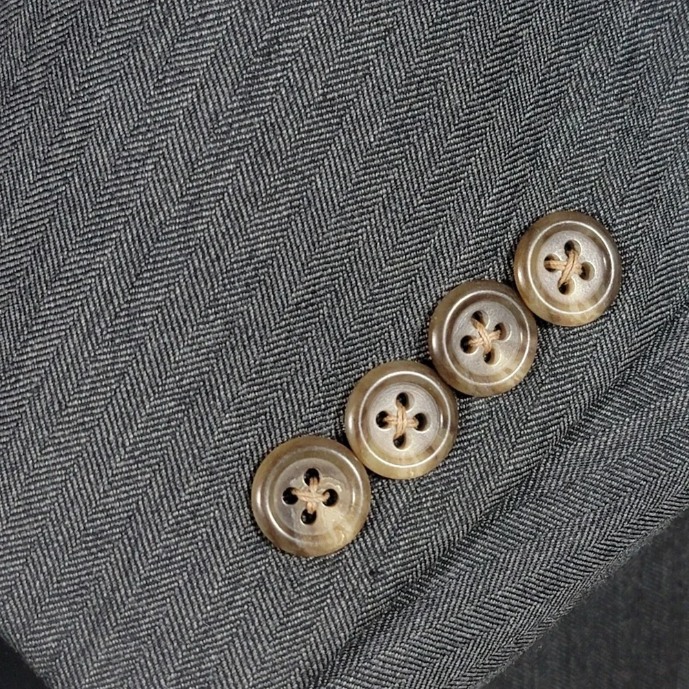 VTG Polo Ralph Lauren Men's Sport Coat‎ Two Button Gray Herringbone 46L ITALY